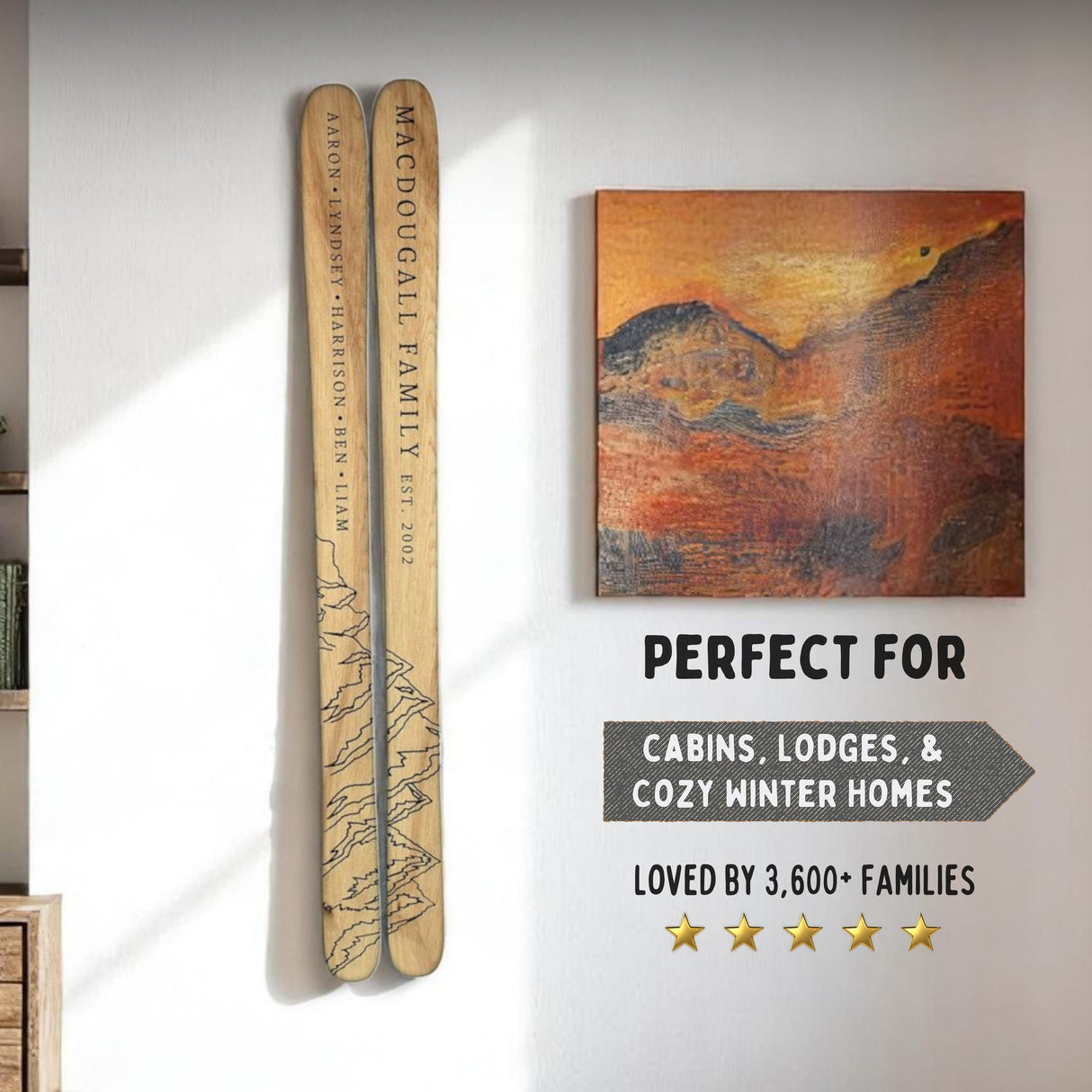 Mountain Family Established Sign - Personalized Wooden Ski Sign