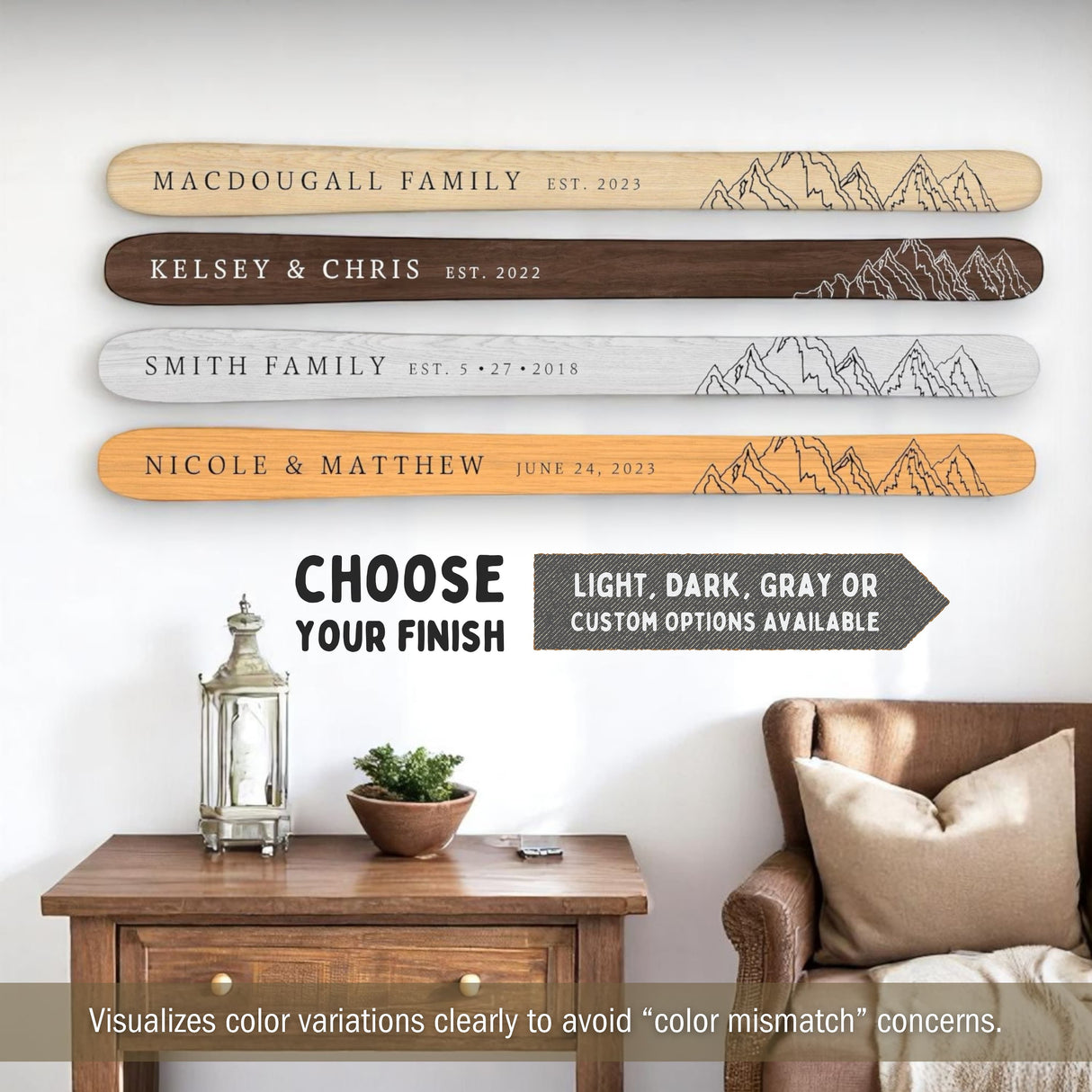 Mountain Family Established Sign - Personalized Wooden Ski Sign