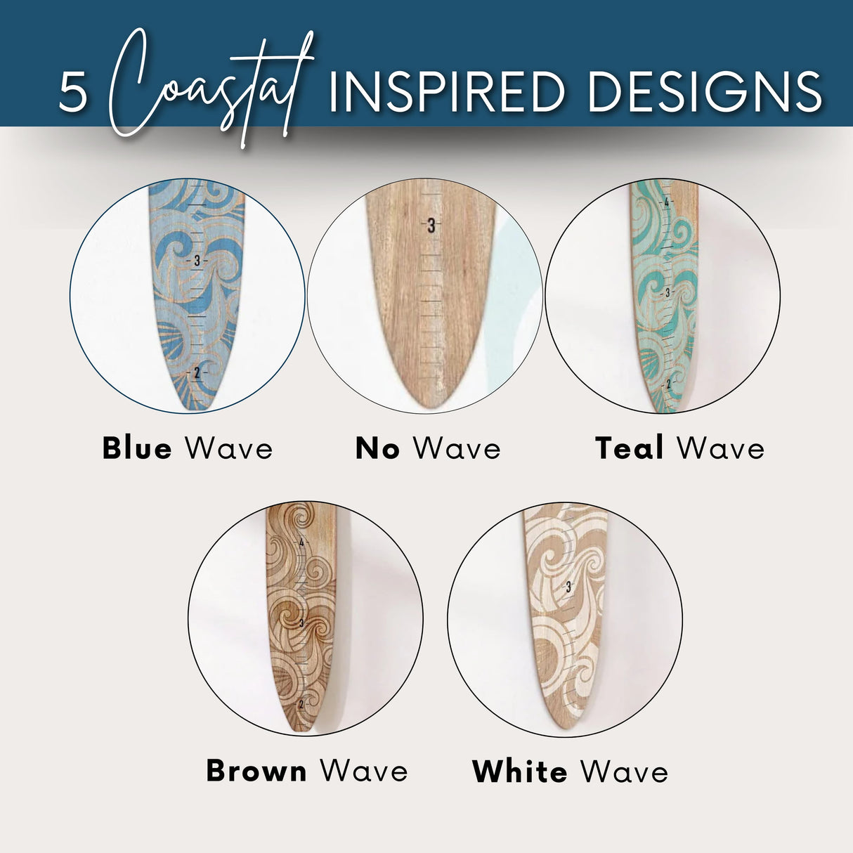 Surfboard Growth Chart | Wooden Surfboard Height Chart | Ocean Themed Nursery | Seaside Wood Series