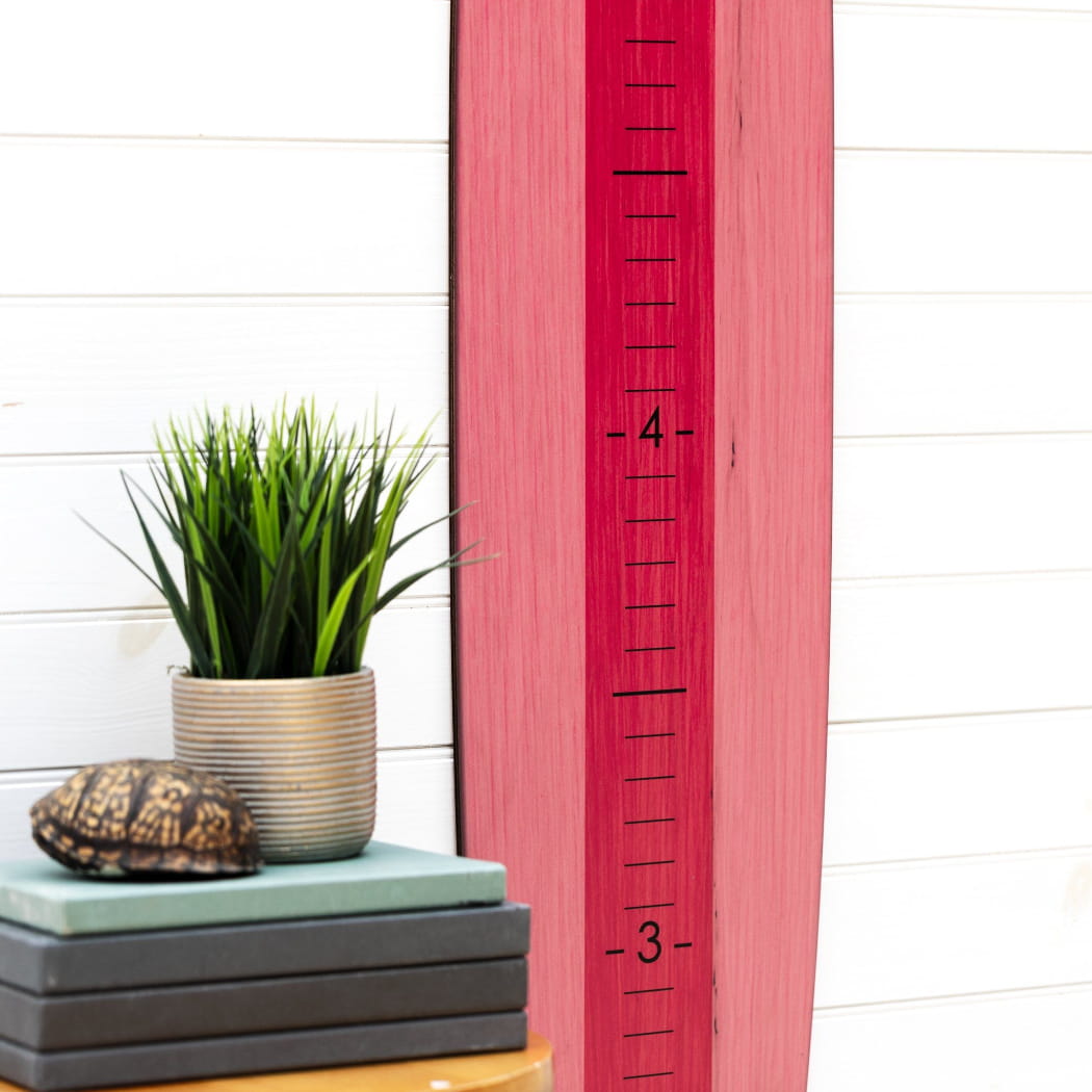 Surfboard Wall Art Growth Chart Heigth Chart Surfboard Decor | Pink Longboard