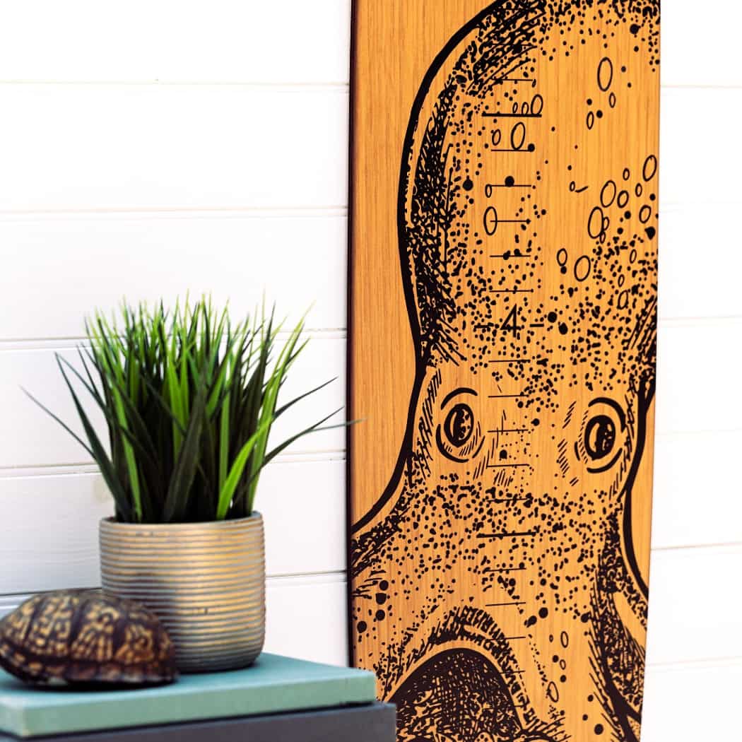 Surfboard Wall Décor Growth Chart | Octopus Wall Art Surfboard Growth Chart/ Surf Sign