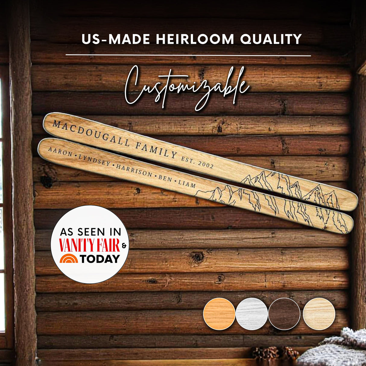 Mountain Family Established Sign - Personalized Wooden Ski Sign