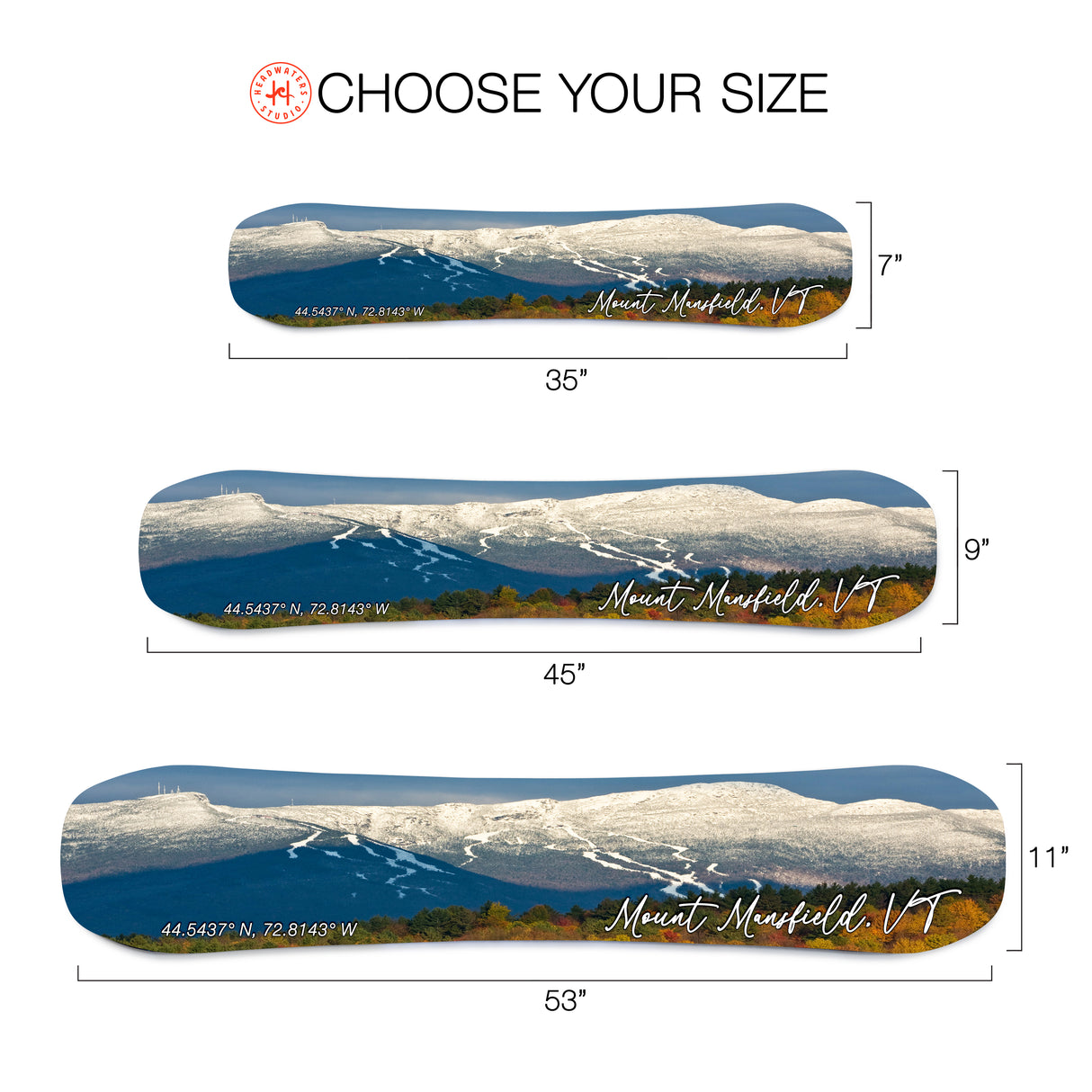 Mt Mansfield Vermont Snowboard Art Print | Snowboard Wall Décor | Ski Condo Décor