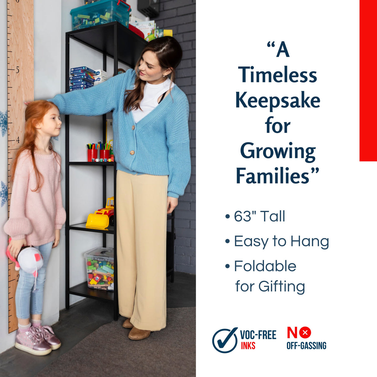 Classic Simple Wooden Ruler Growth Chart