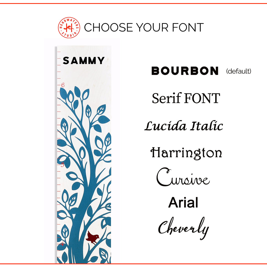 Choose the your Font Size for The Growing Tree Height Chart