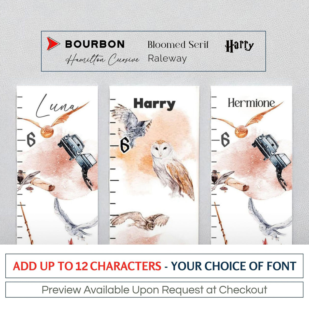 Wizard Growth Chart Personalized Magical Nursery Decor Potter Nursery Fantasy Nursery Children's Room Magical Kids Room Owl Baby Room Décor