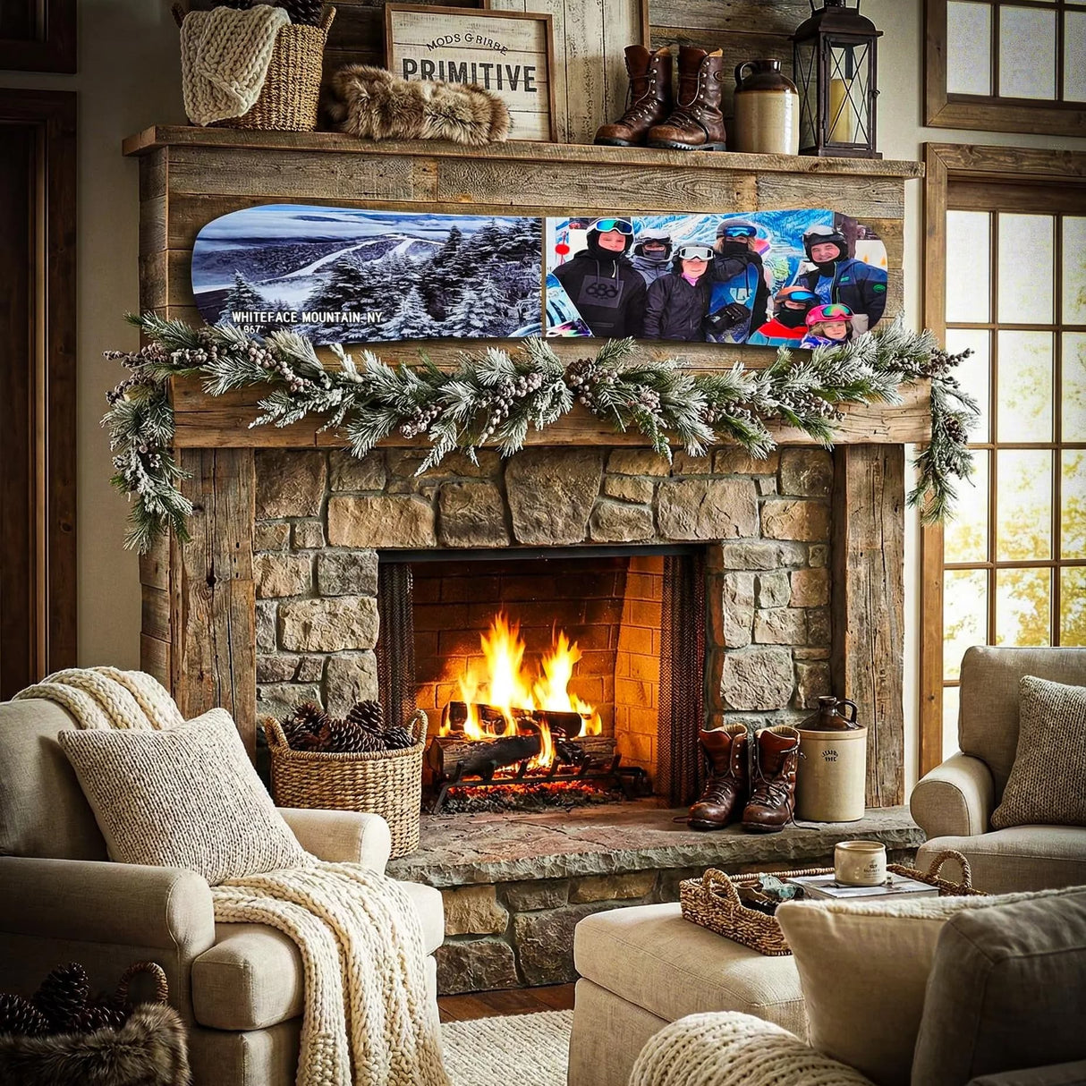 My Mountain Image Printed on Snowboard Sign