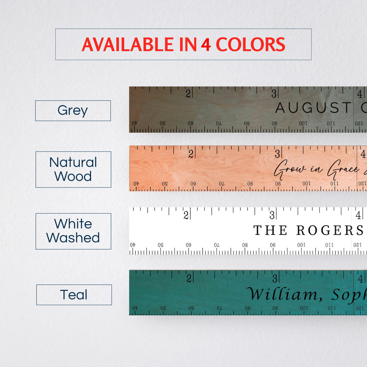 Schoolhouse Ruler Growth Chart in Three Colors