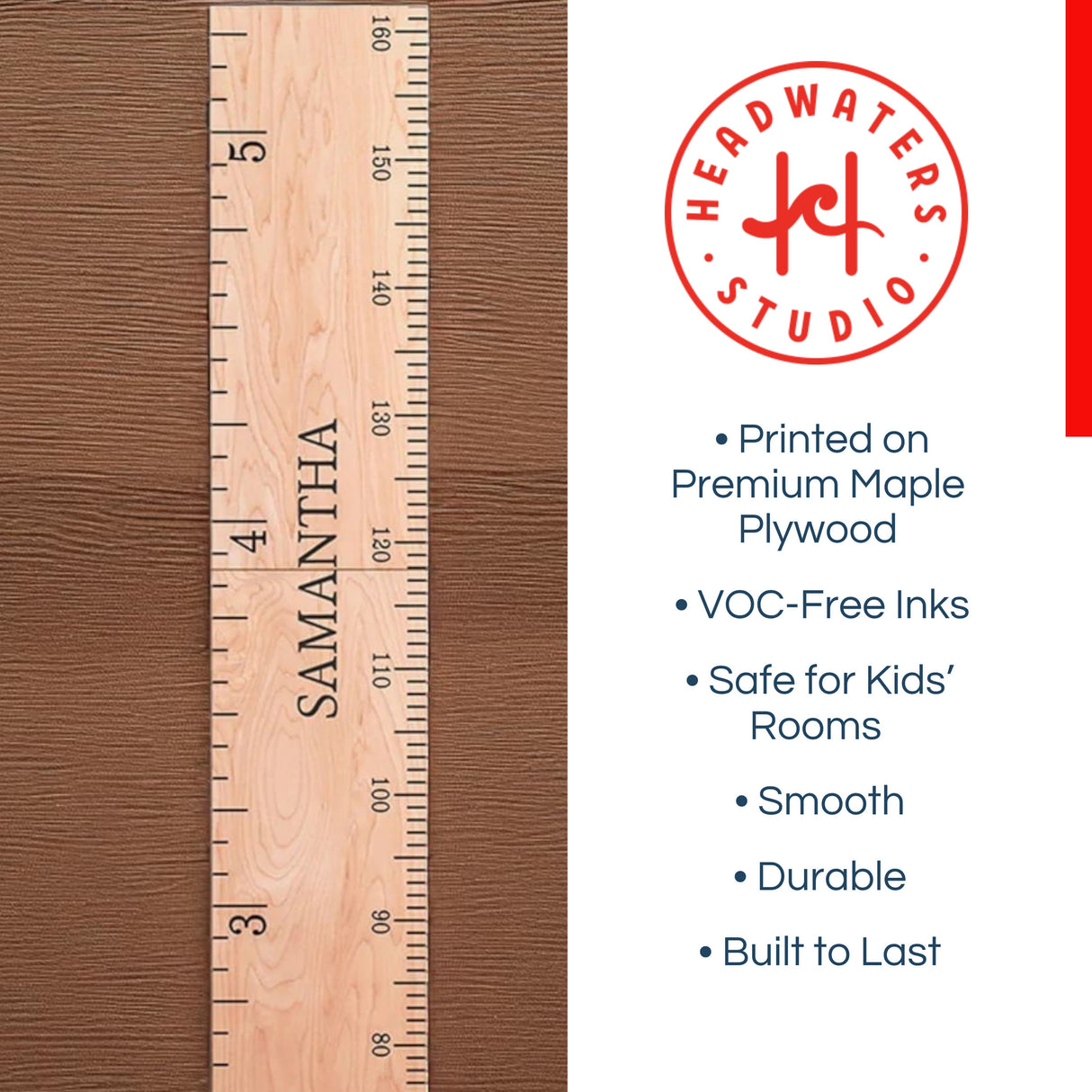 Schoolhouse Ruler Growth Chart in Three Colors