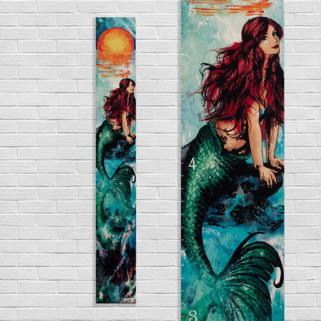 Mermaid Growth Chart, Wooden Growth Chart, Wood Height Chart, Baby Shower Gift, Personalized Growth Chart, Mermaid Decor, Mermaid Princess