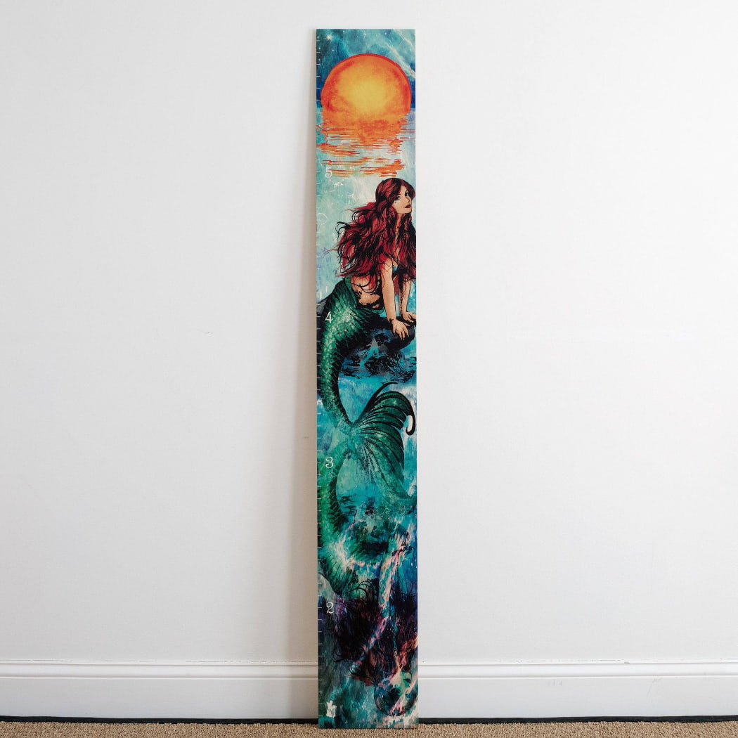 Mermaid Growth Chart, Wooden Growth Chart, Wood Height Chart, Baby Shower Gift, Personalized Growth Chart, Mermaid Decor, Mermaid Princess