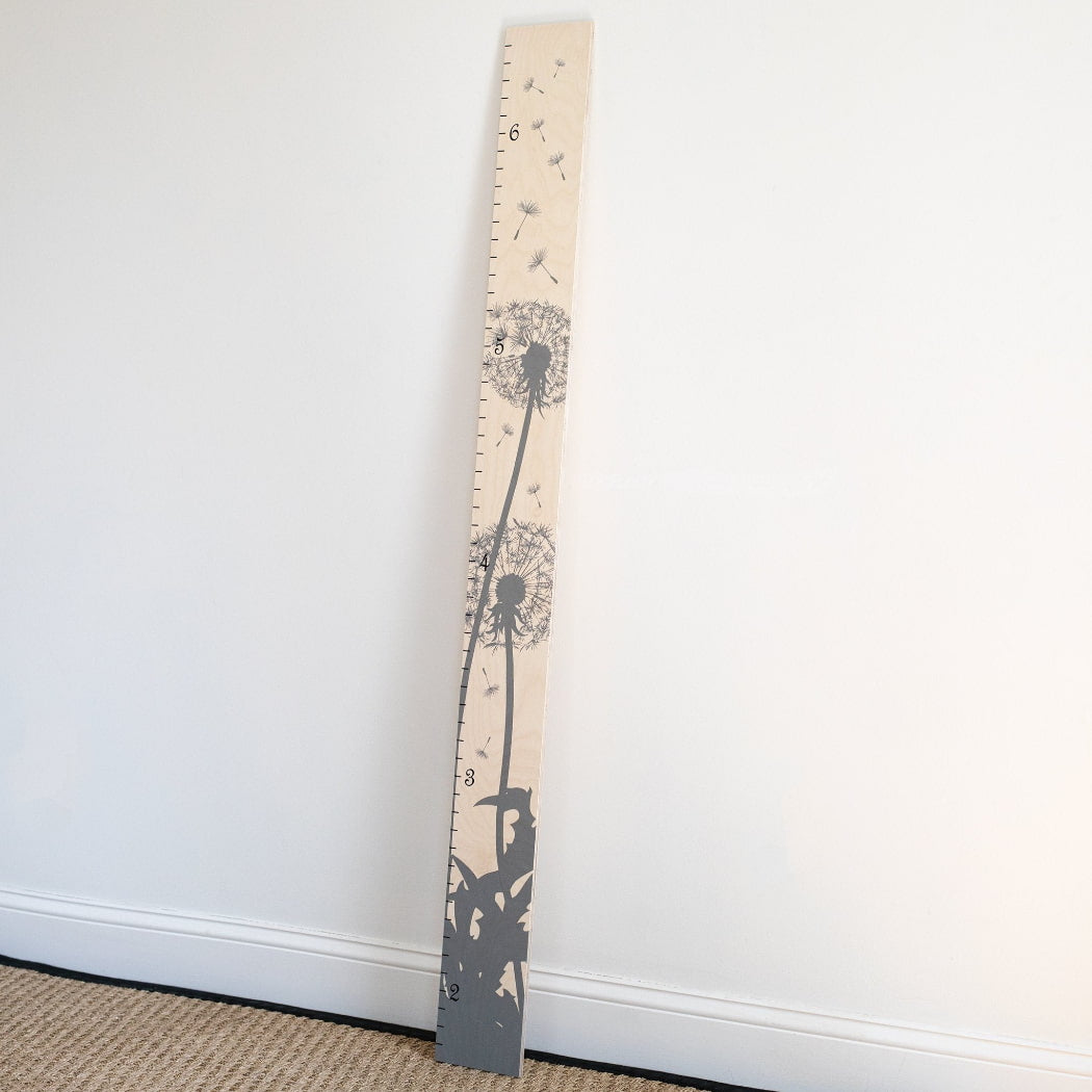 Dandelion Silhouette Modern Wooden Ruler Growth Chart