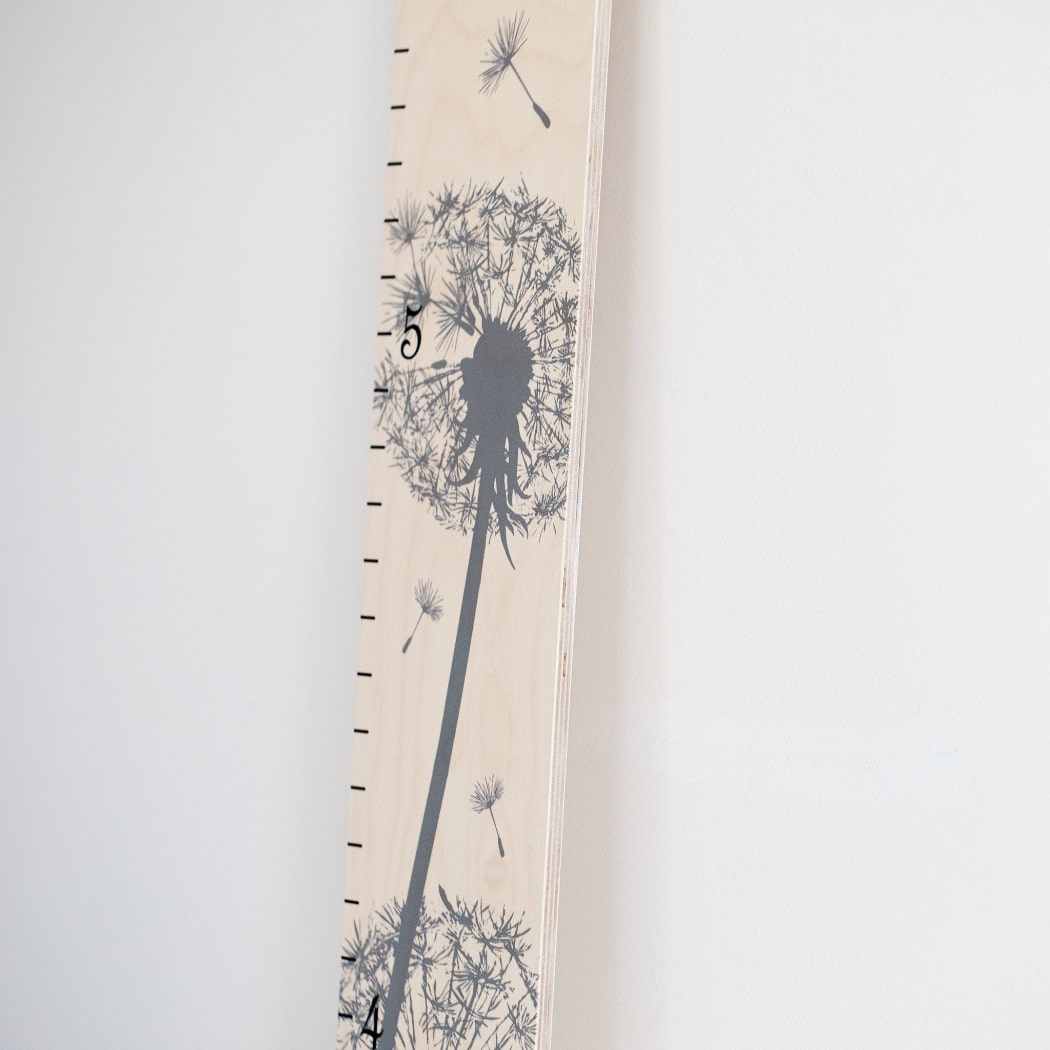 Dandelion Silhouette Modern Wooden Ruler Growth Chart