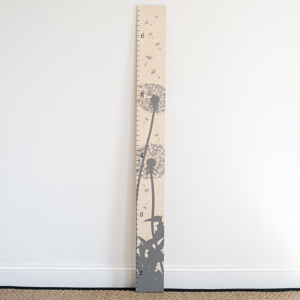 Dandelion Silhouette Modern Wooden Ruler Growth Chart