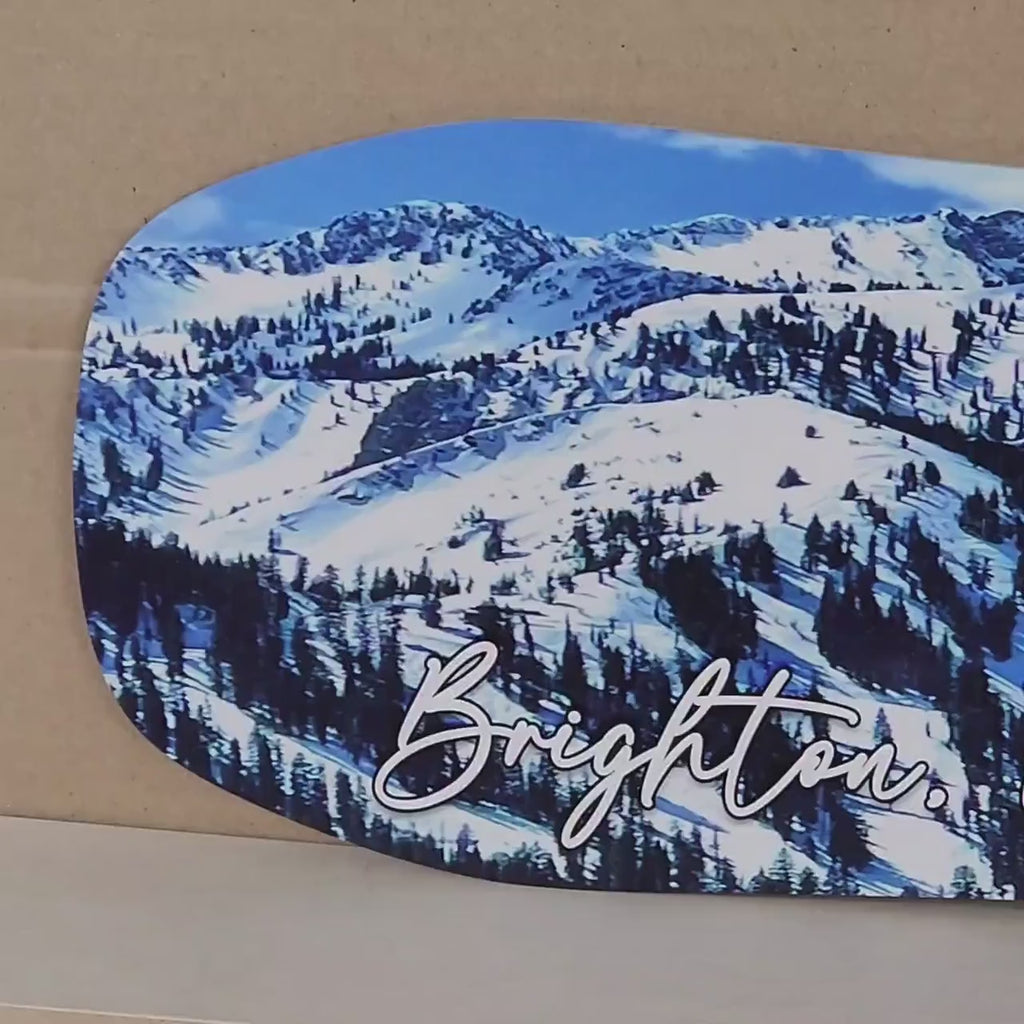 Brighton Utah Snowboard Art Print on Wood  |  Ski Decor | Housewarming Gift | Snowboard Wall Décor | Utah Skiing | Ski Condo Décor
