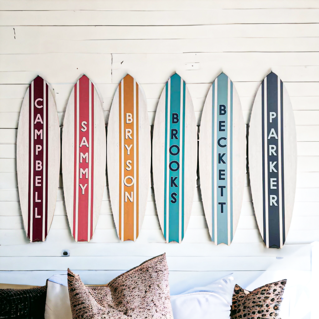 Wooden Surfboard Name Sign Personalized Surfboard Décor Party Prop