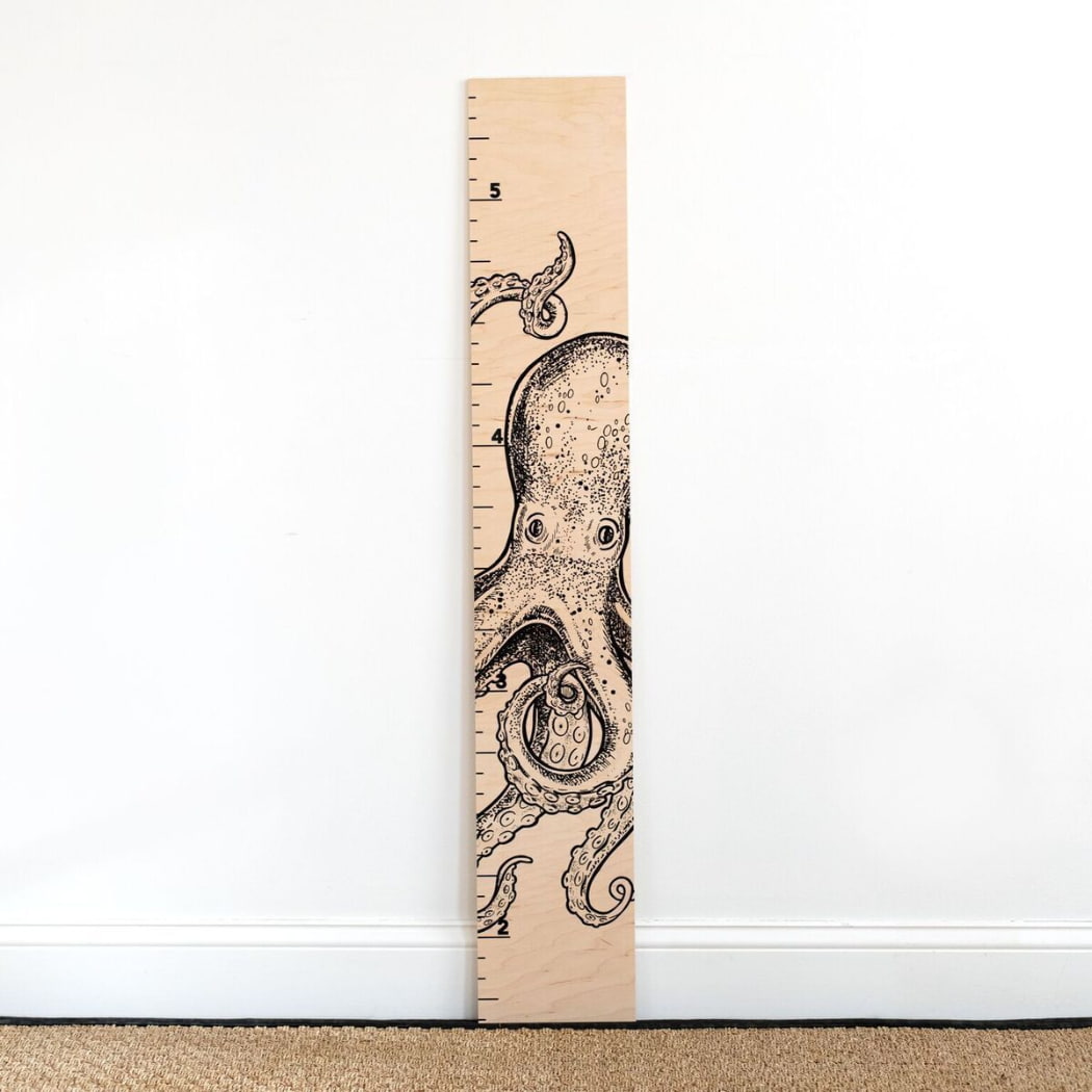 Octopus Growth Chart | Wooden Height Chart for Kids