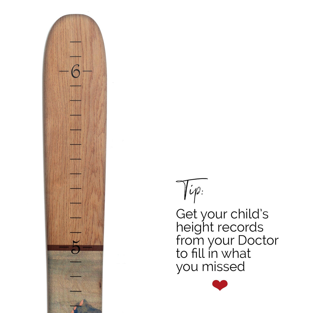 Wooden Ski Growth Chart / Kids Wood Height Chart / Personalized Child Growth Chart Baby Shower Gift Ski Decor Maple Mountain Headwaters Studio 