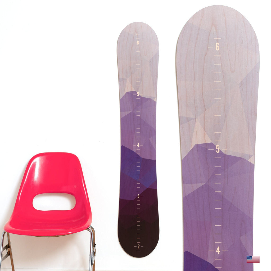 Purple Mountain Snowboard Growth Chart, Snowboarder Girl, Snowboard decor, Ski Decor, Wood Height Chart, Snowboard Designs, Gift Idea, Wall Headwaters Studio 