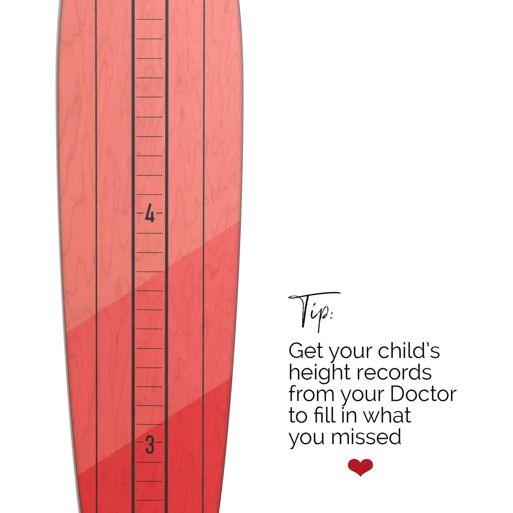 Coral Pink Retro Wooden Growth Charts / Kids Wood Height Chart / Baby Shower Gift / Personalized Growth Chart Headwaters Studio 