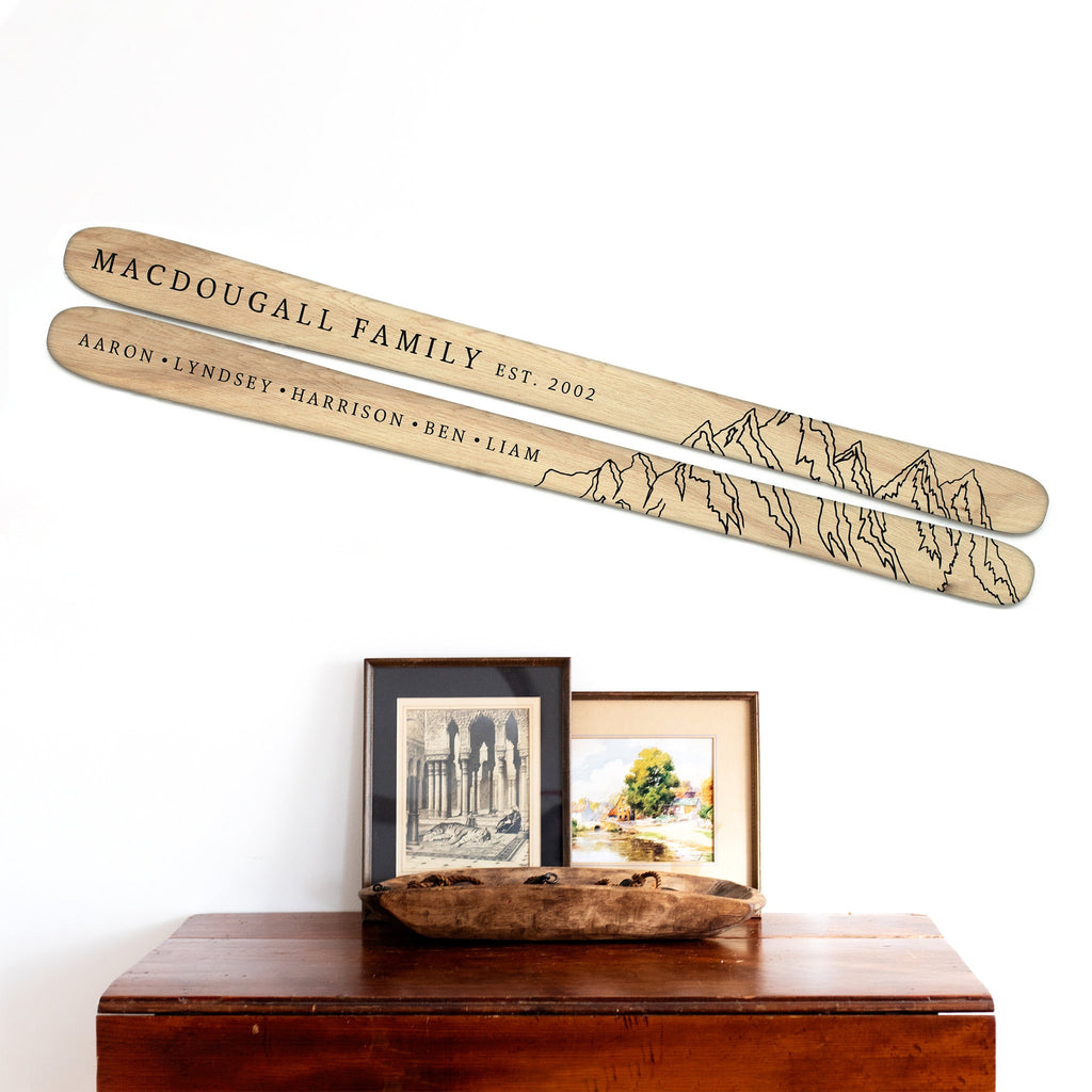 Mountain Family Established Sign - Personalized Wooden Ski