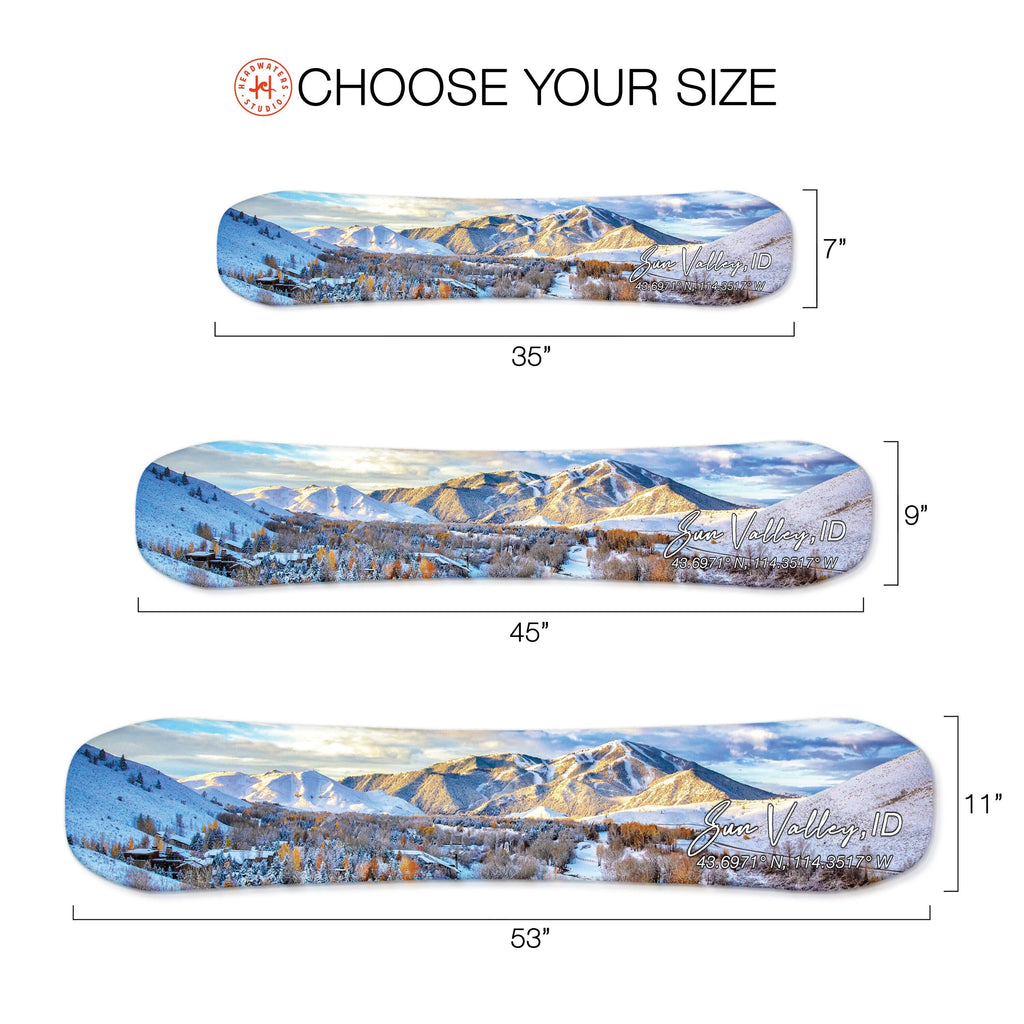 Sun Valley Snowboard Art Print on Wood | Ski Decor | Housewarming Gift | Snowboard Wall Décor | Idaho Skiing | Ski Condo Décor Headwaters Studio 
