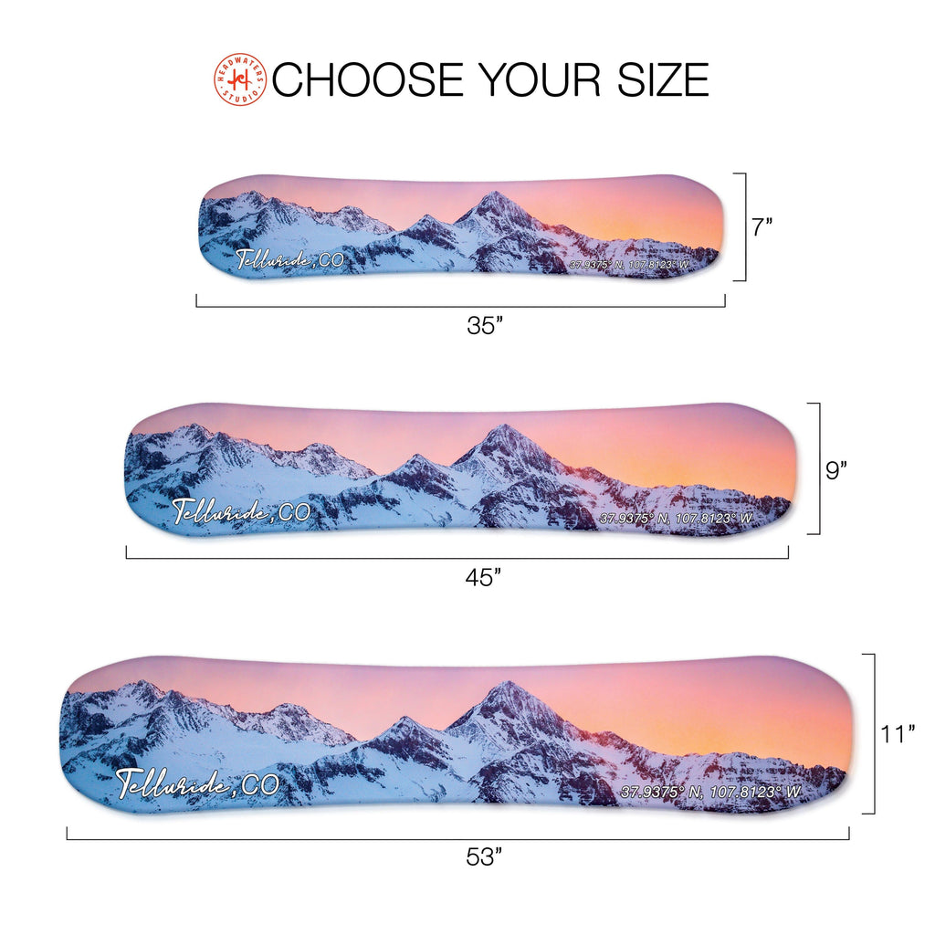 Telluride Print on Snowboard Art | Housewarming Gift | Snowboard Wall Décor | Colorado Skiing | Colorado Ski Resorts | Ski Condo Décor Headwaters Studio 