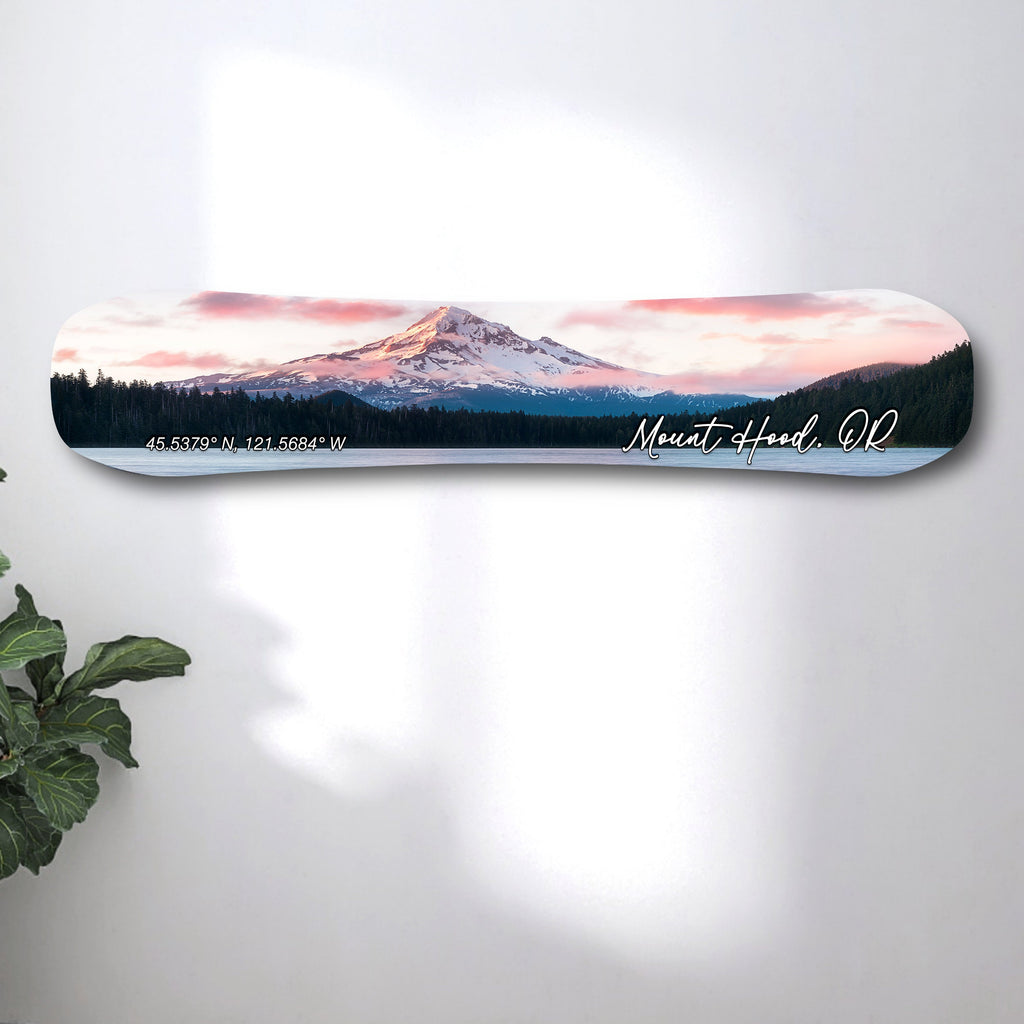 Mount Hood Snowboard Art Print on Wood | Ski Decor | Housewarming Gift | Snowboard Wall Décor | Oregon Skiing | Ski Condo Décor