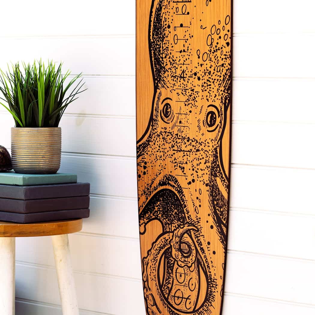 Octopus Longboard | Wooden Surfboard Growth Chart – Headwaters Studio