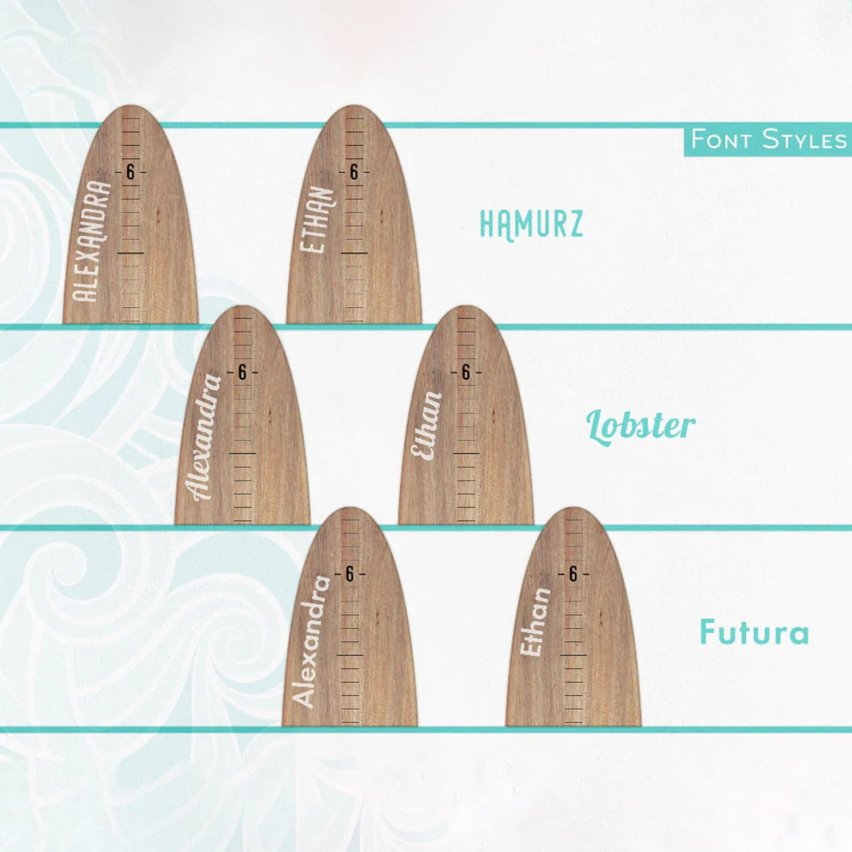 Surfboard Growth Chart | Wooden Surfboard Height Chart | Ocean Themed Nursery | Seaside Wood Series