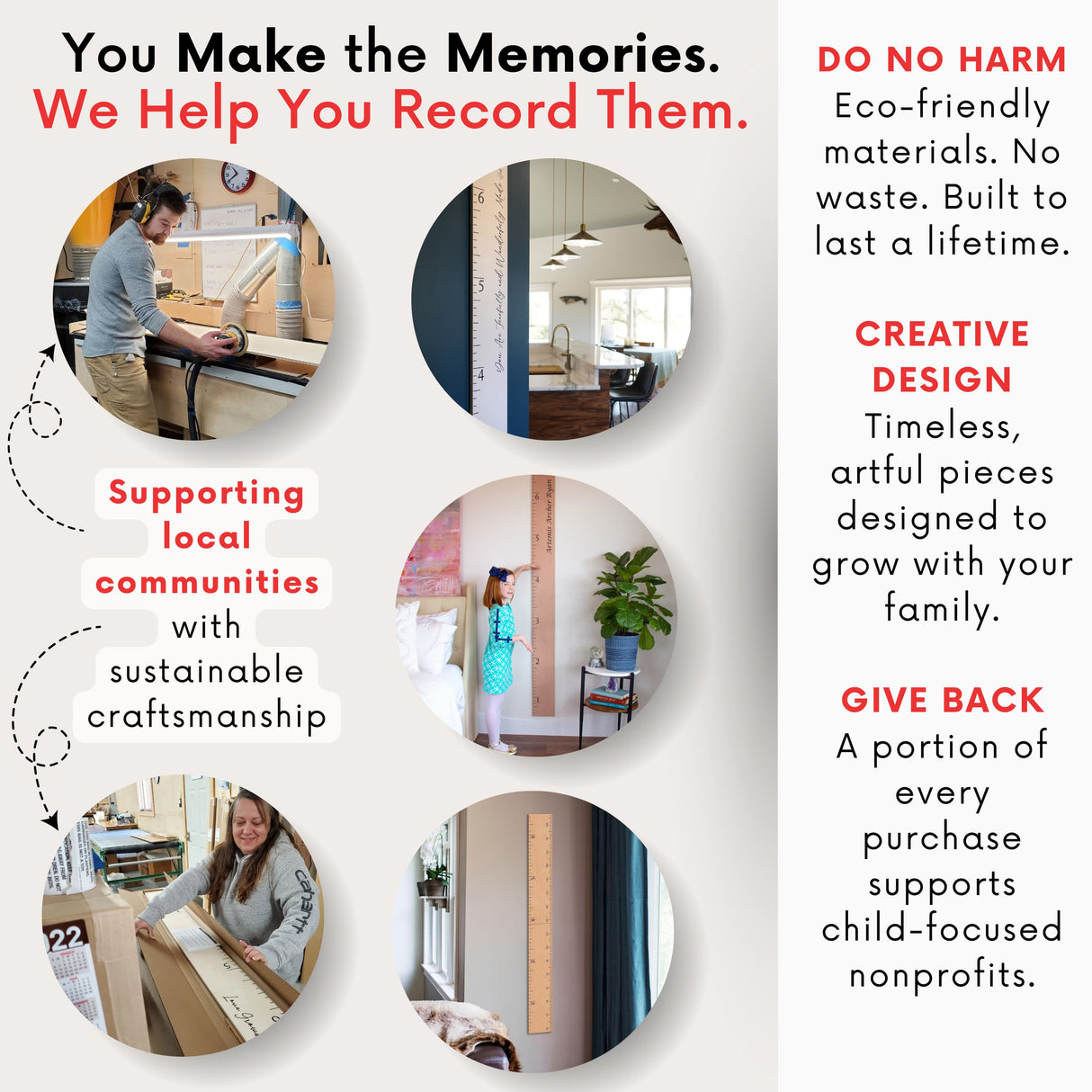 Giant Boho Wooden Ruler Growth Chart