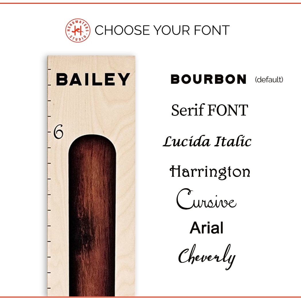 Baseball Bat - Wall Hanging Wooden Growth Chart