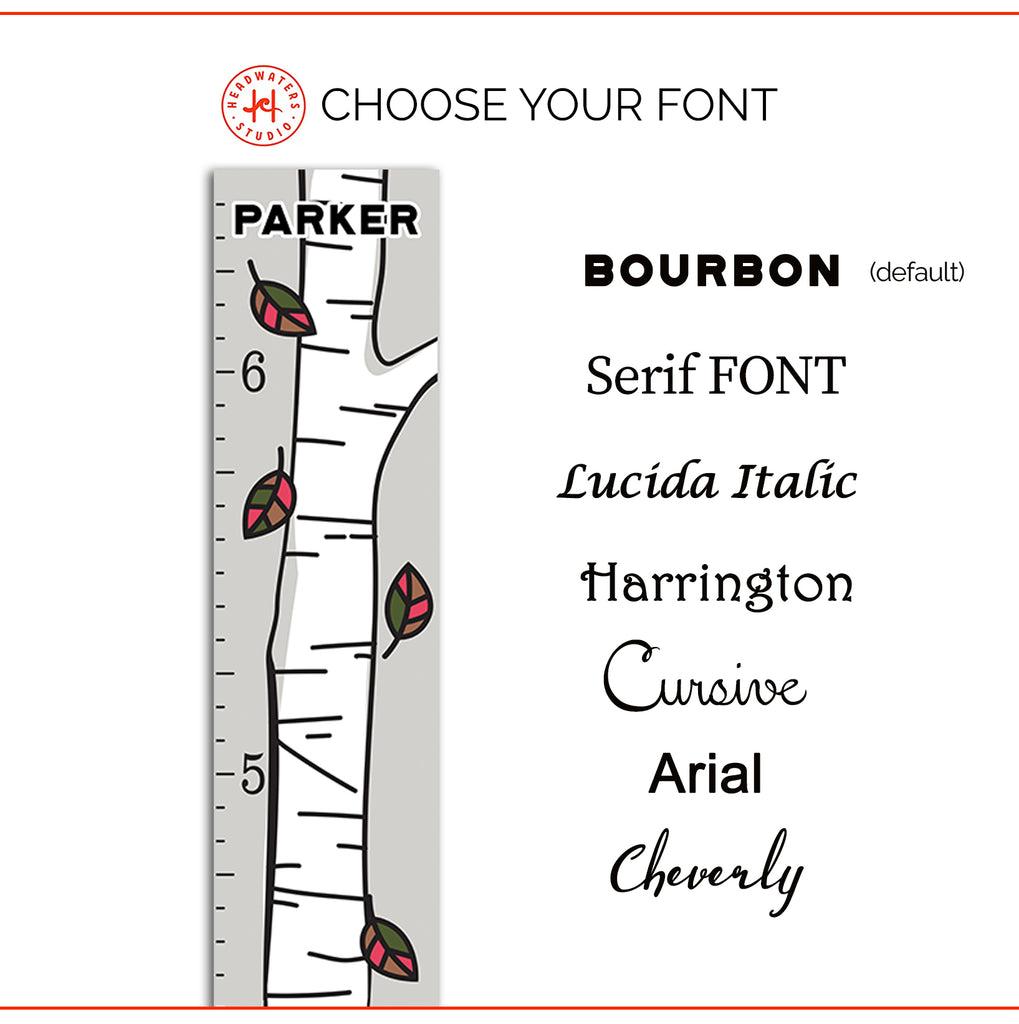 Font Size: Birch Tree Growth Chart for Boys & Girls