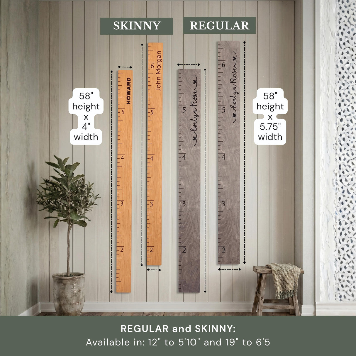 Farmhouse Boho Wooden Ruler Growth Chart