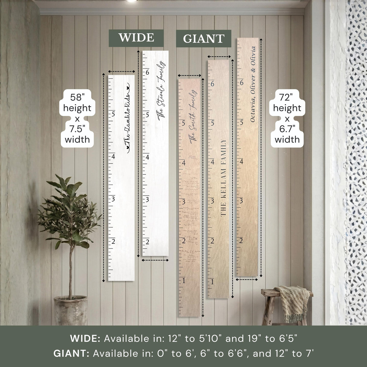 Farmhouse Boho Wooden Ruler Growth Chart