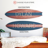 Surfboard Wall Art | Surfboard Name Sign | Party Signature Board | Baby Shower Photo Prop | Light Mahogany with Stripe