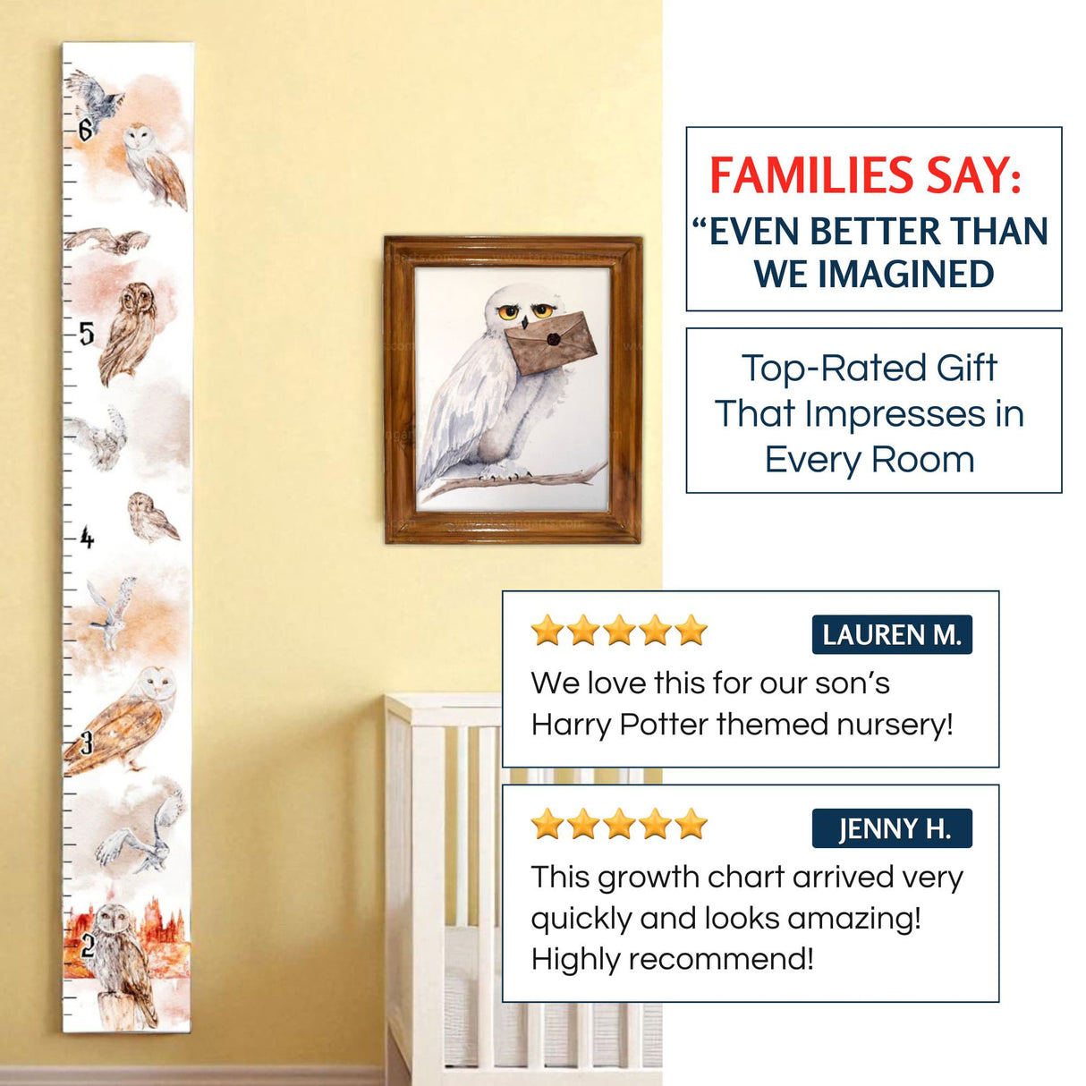 Wizard Growth Chart Personalized Magical Nursery Decor Potter Nursery Fantasy Nursery Children's Room Magical Kids Room Owl Baby Room Décor