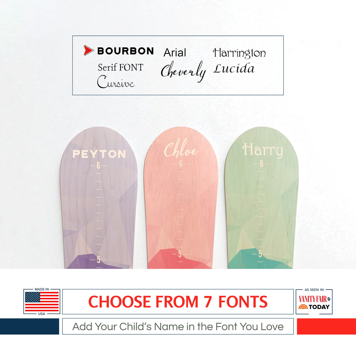 Personalized Snowboard Growth Chart for Snowboarder Kid - Four Colors to Choose