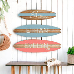 Surfboard Name Sign | Light Mahogany with Stripe