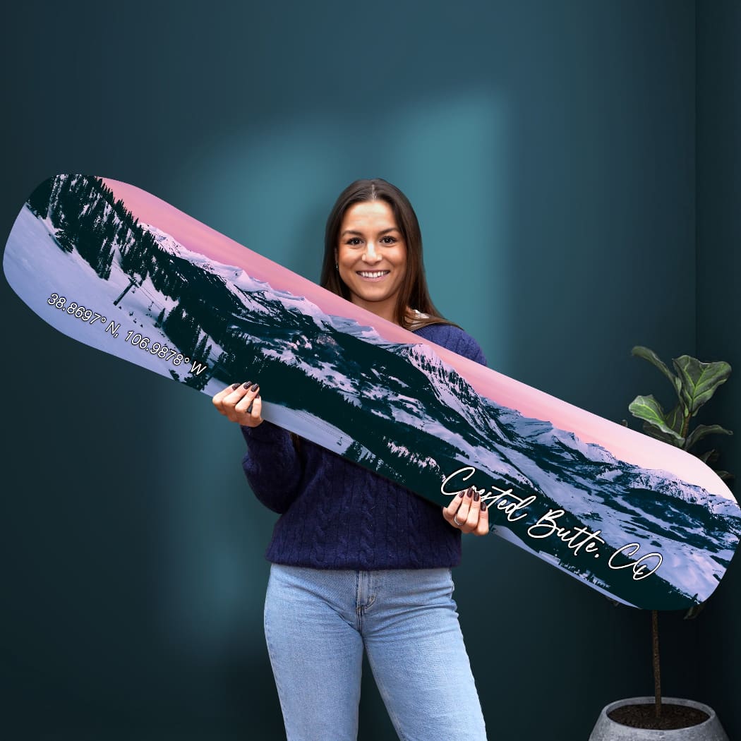 Crested Butte Colorado Snowboard Art Print | Snowboard Wall Décor | Ski Condo Décor