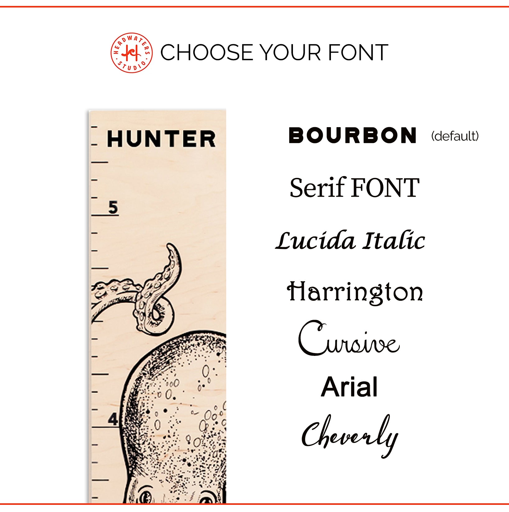 Octopus Growth Chart | Wooden Height Chart for Kids – Headwaters Studio