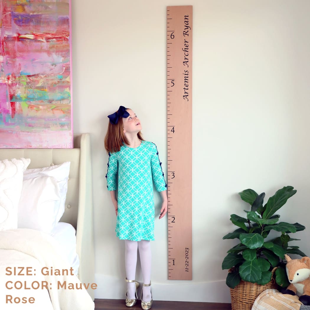 Farmhouse Boho Wooden Ruler Growth Chart | Wood Height Chart for Boys + Girls