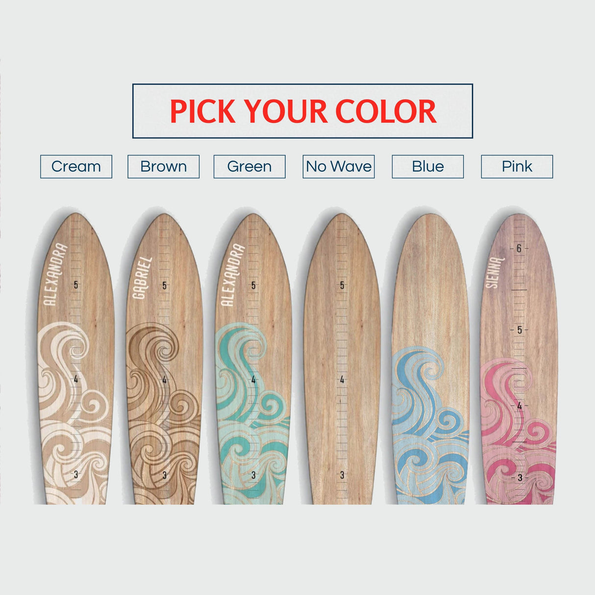 Surfboard Growth Chart | Wooden Surfboard Height Chart | Ocean Themed Nursery | Seaside Wood Series