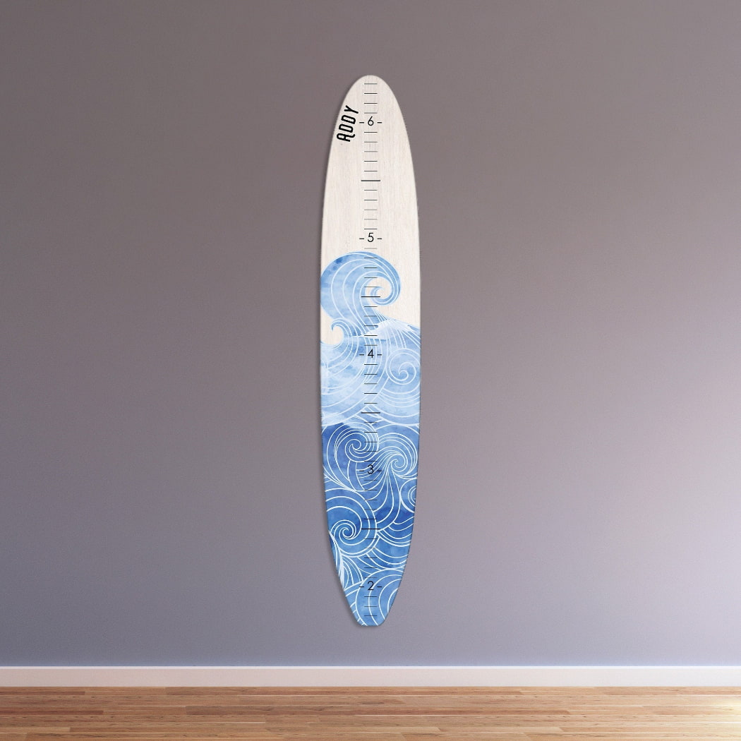 Surfboard Wall Decor Surfboard Sign White Washed Beach Wood Longboard Surfboard Growth Chart Collection