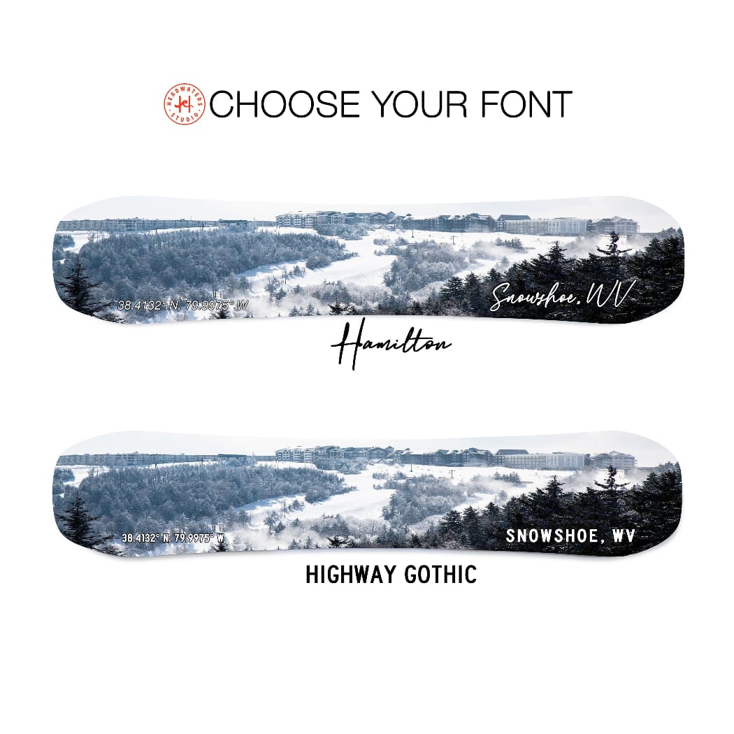 Snowshoe WV Snowboard Art Print | Explore Gifts – Headwaters Studio