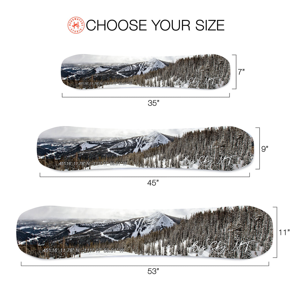 Big Sky Montana Snowboard Art Print on Wood | Ski Decor | Housewarming Gift | Snowboard Wall Décor | Ski Condo Décor