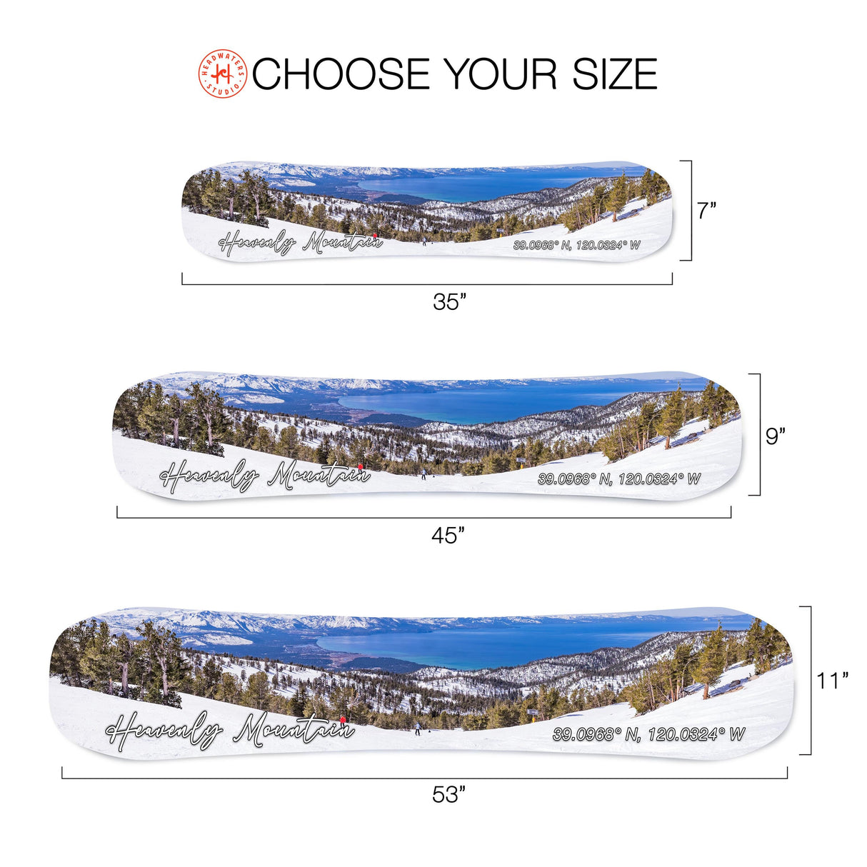 Heavenly Mountain Ski Resort - Lake Tahoe View | Print on Snowboard Art | Housewarming Gift | Snowboard Wall Décor | Ski Condo Décor