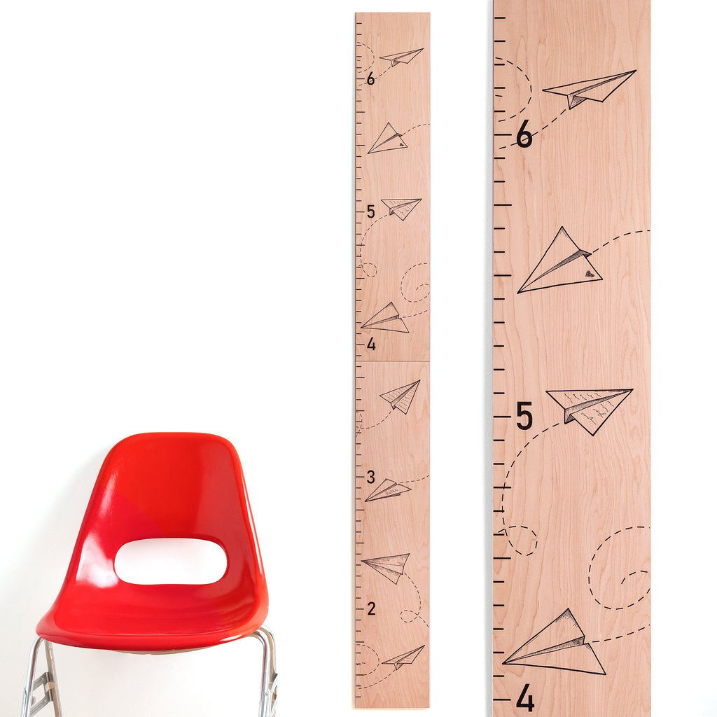 Paper Airplanes Growth Chart on Wood Growth Chart Headwaters Studio 