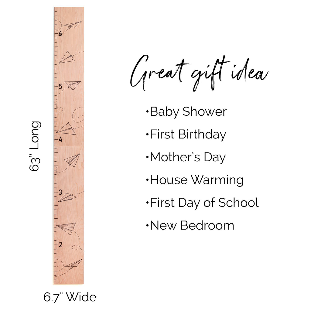 Paper Airplanes Growth Chart on Wood Growth Chart Headwaters Studio 