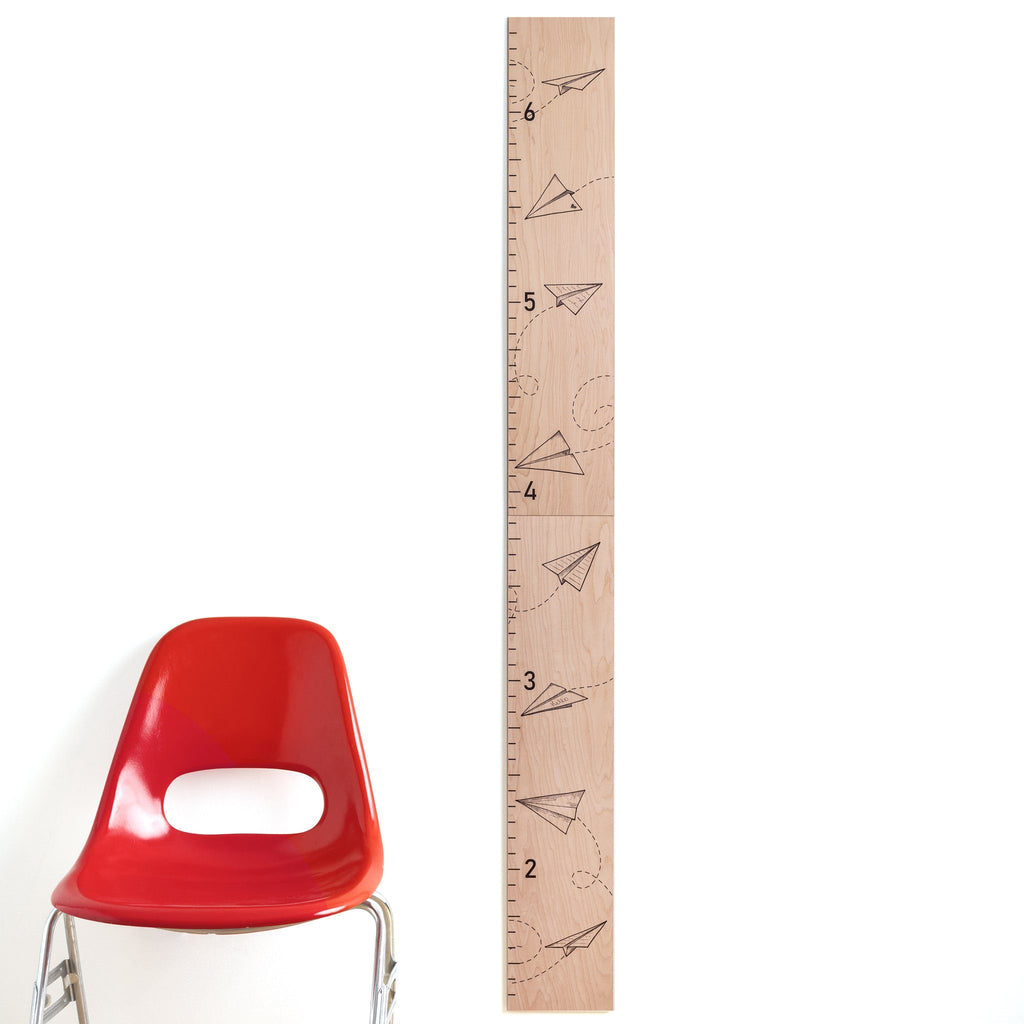 Paper Airplanes Growth Chart on Wood Growth Chart Headwaters Studio 